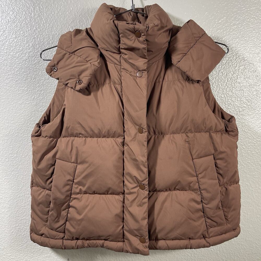 Lululemon Down For It All Vest Hooded Brown Size 4 Goose Down Puffer